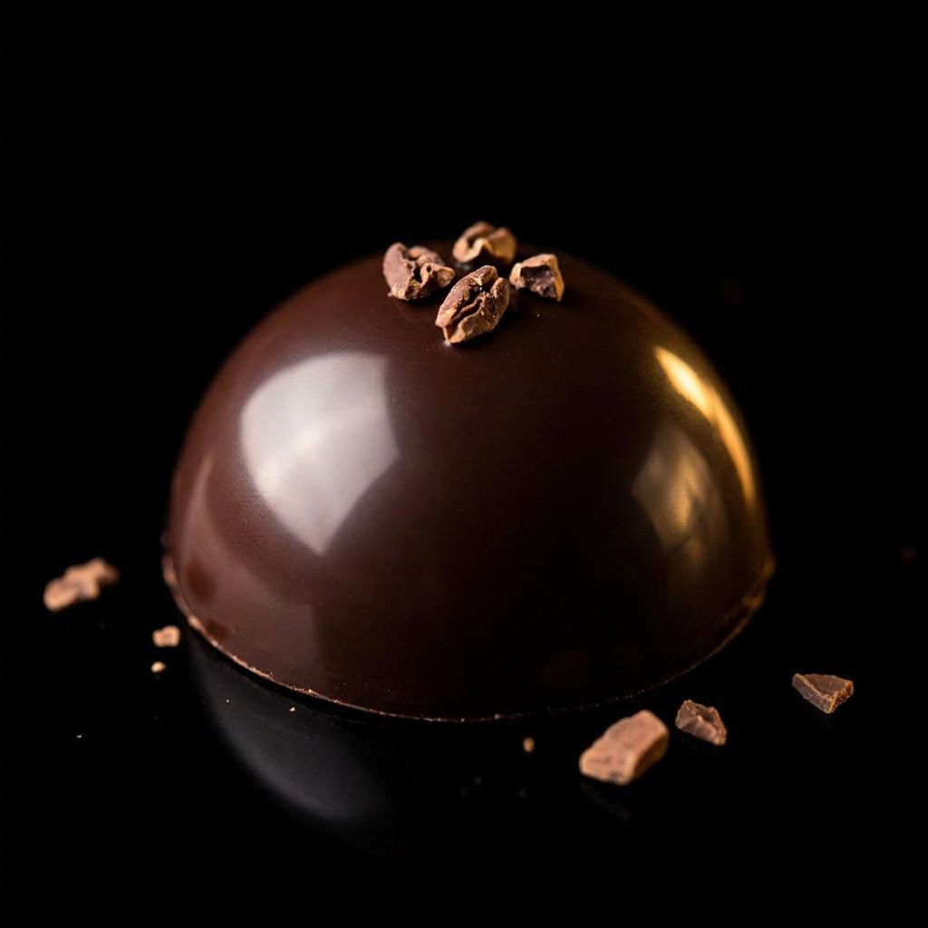 Bombom Noir Intense 78%: ganache pura de chocolate negro 78% de origem, da Coleção Noël da CACAO NOIR